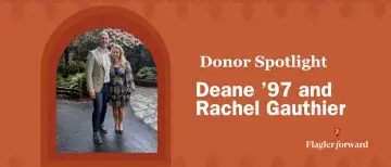 Gift Announcement Graphic with Picture of Dean and Rachel Gauthier Photo