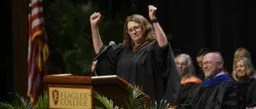 Andrea McCook giving her keynote speech at the 2026 Convocation
