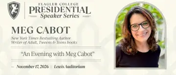 Meg Cabot Presidential Speaker Series Graphic