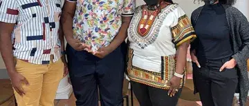 Host Sam Sawney and panelist during Position Equals Destiny podcast recording.