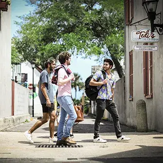 Students walking on St. George Street downtown St. Augustine