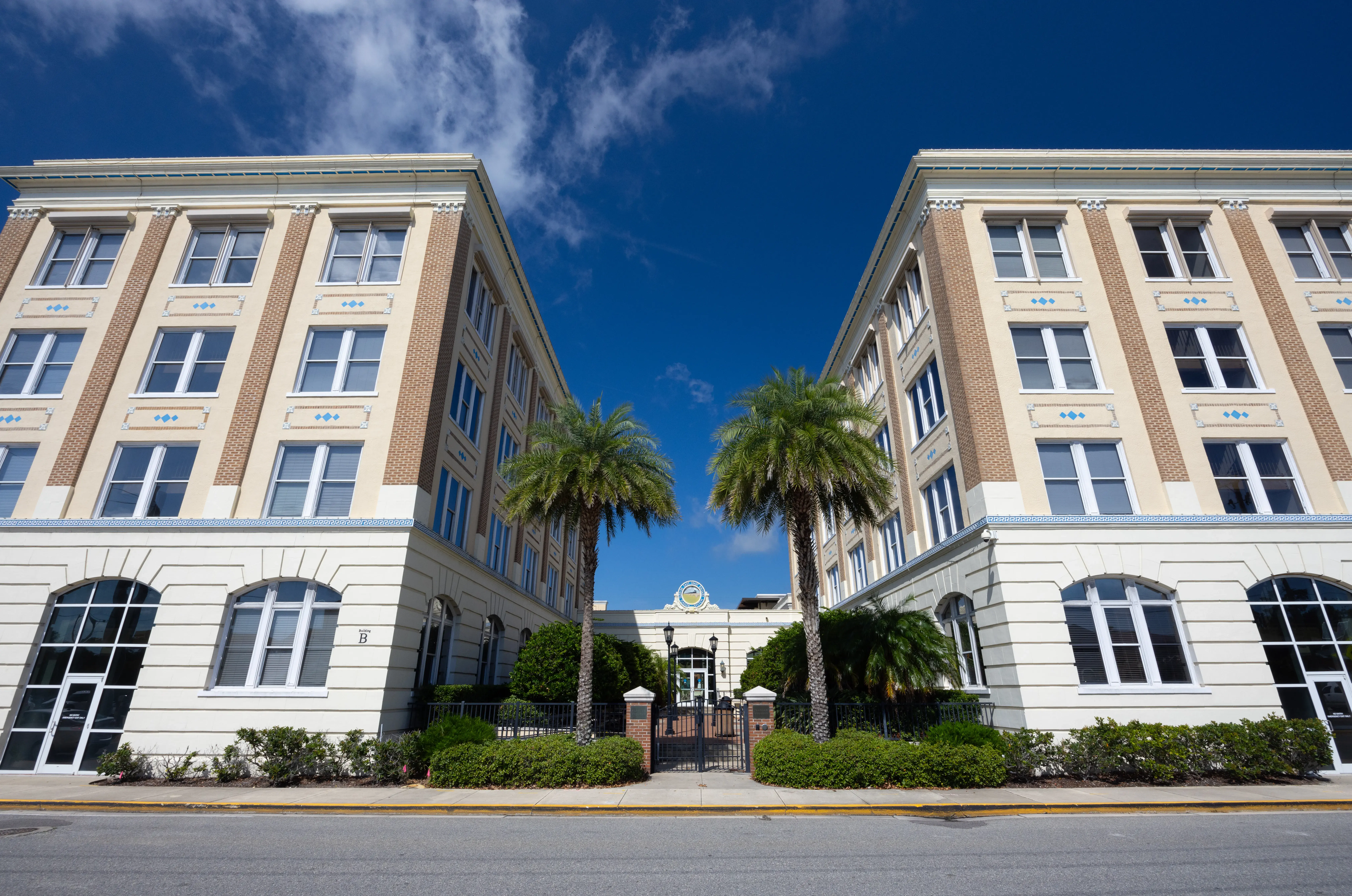 Flagler College's FEC towers are shown.