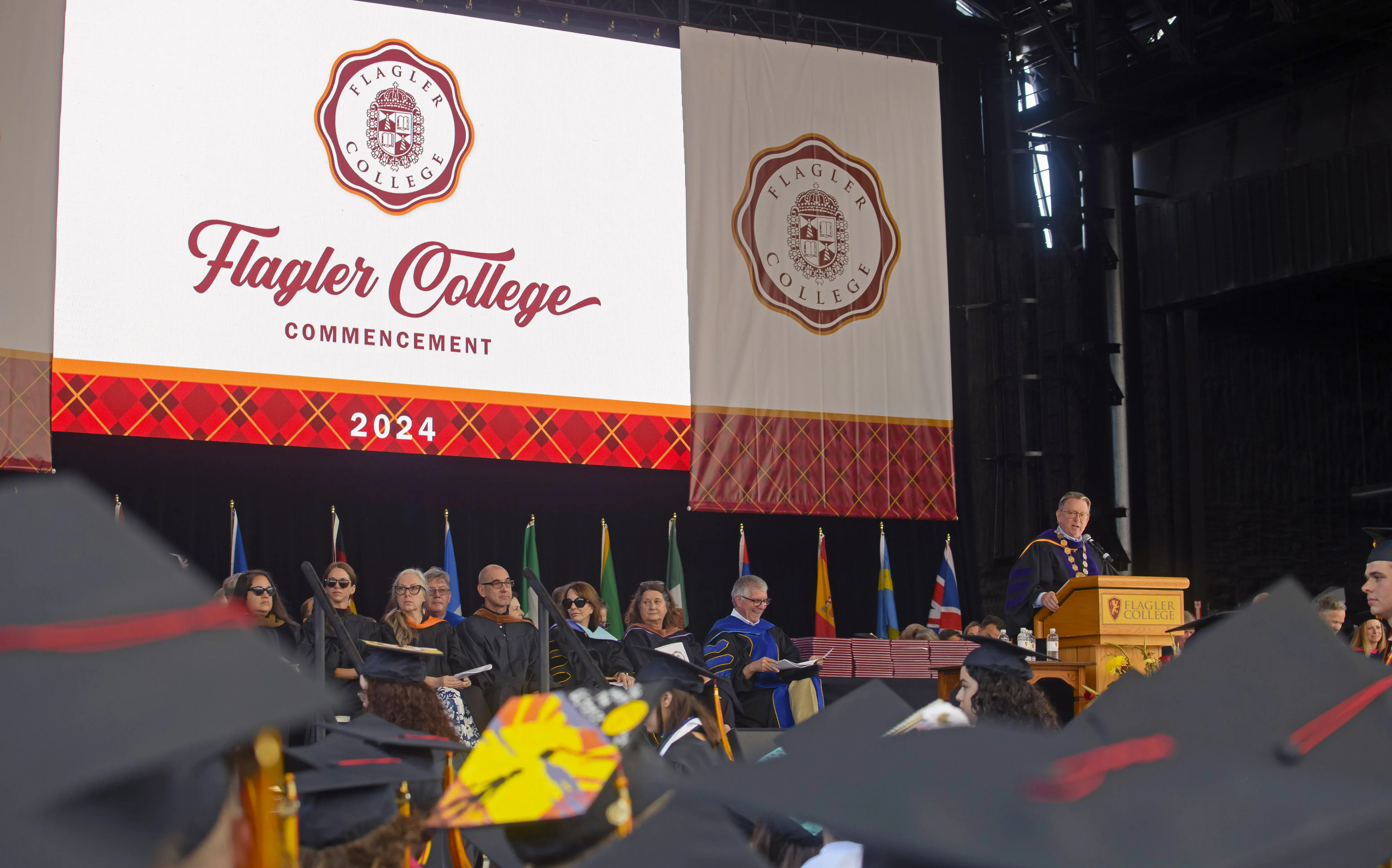 Delaney at 2024 Commencement podium