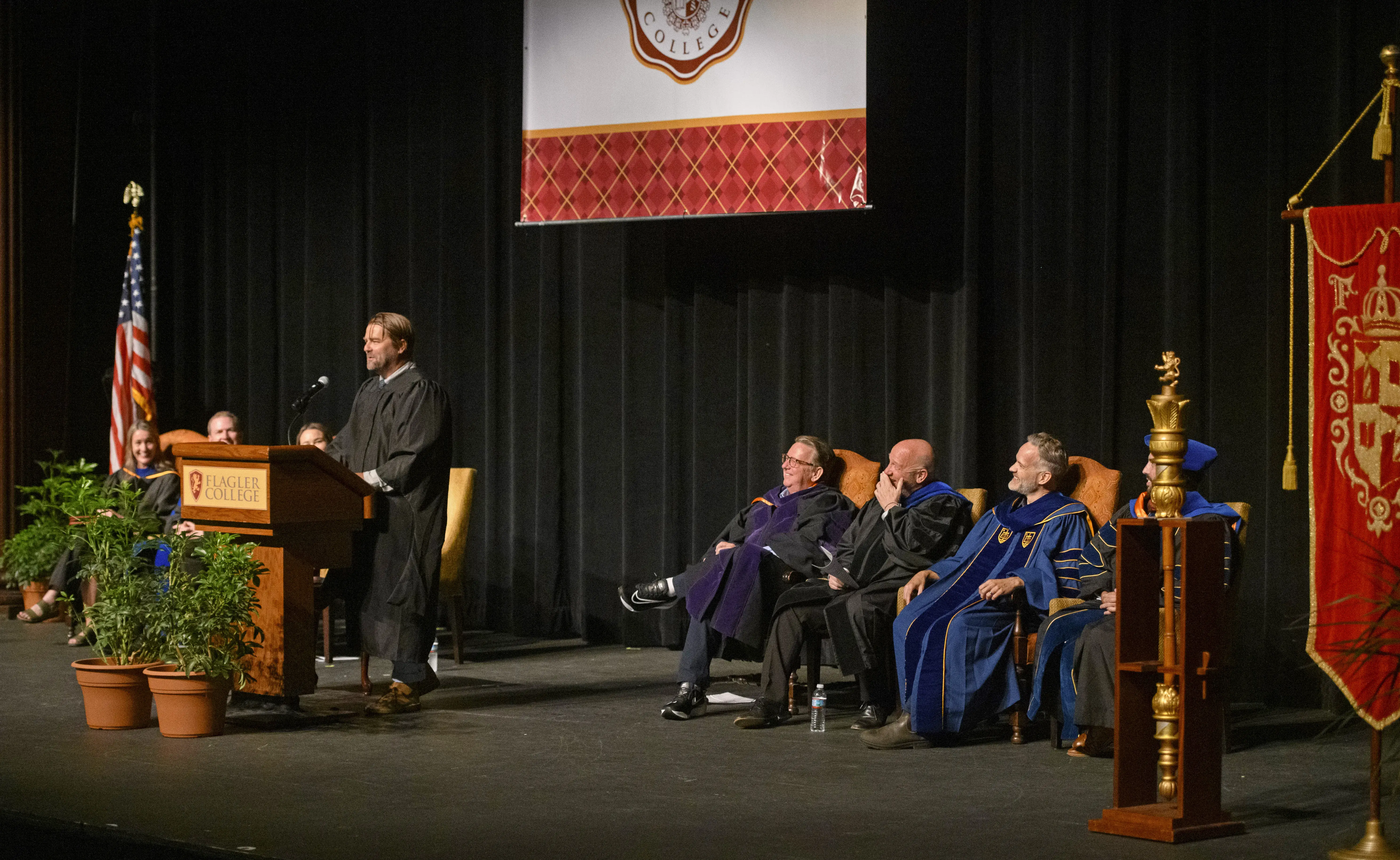 C.H. Hooks on Lewis Auditorium stage