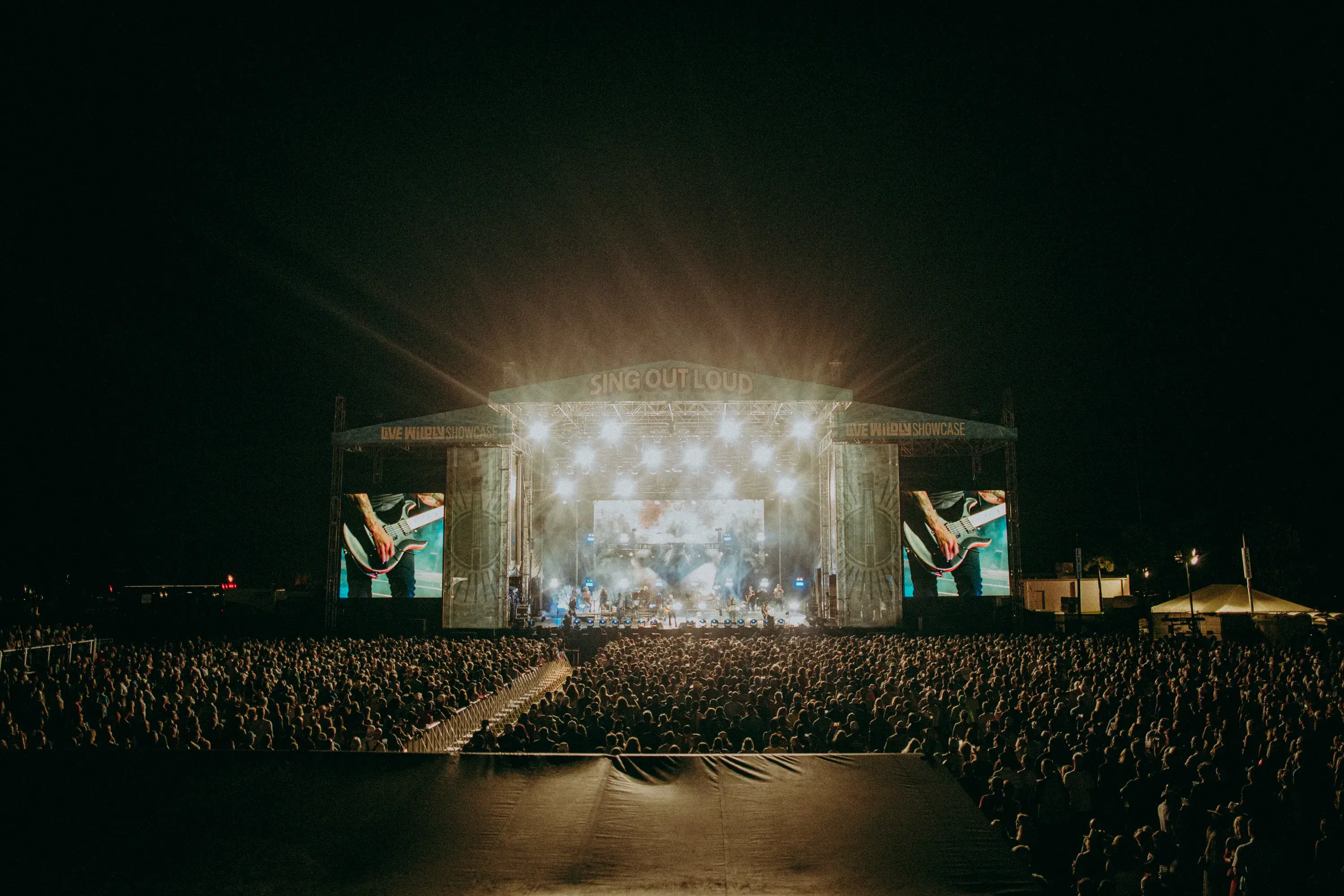 Sing Out Loud Main Stage at night with crowd