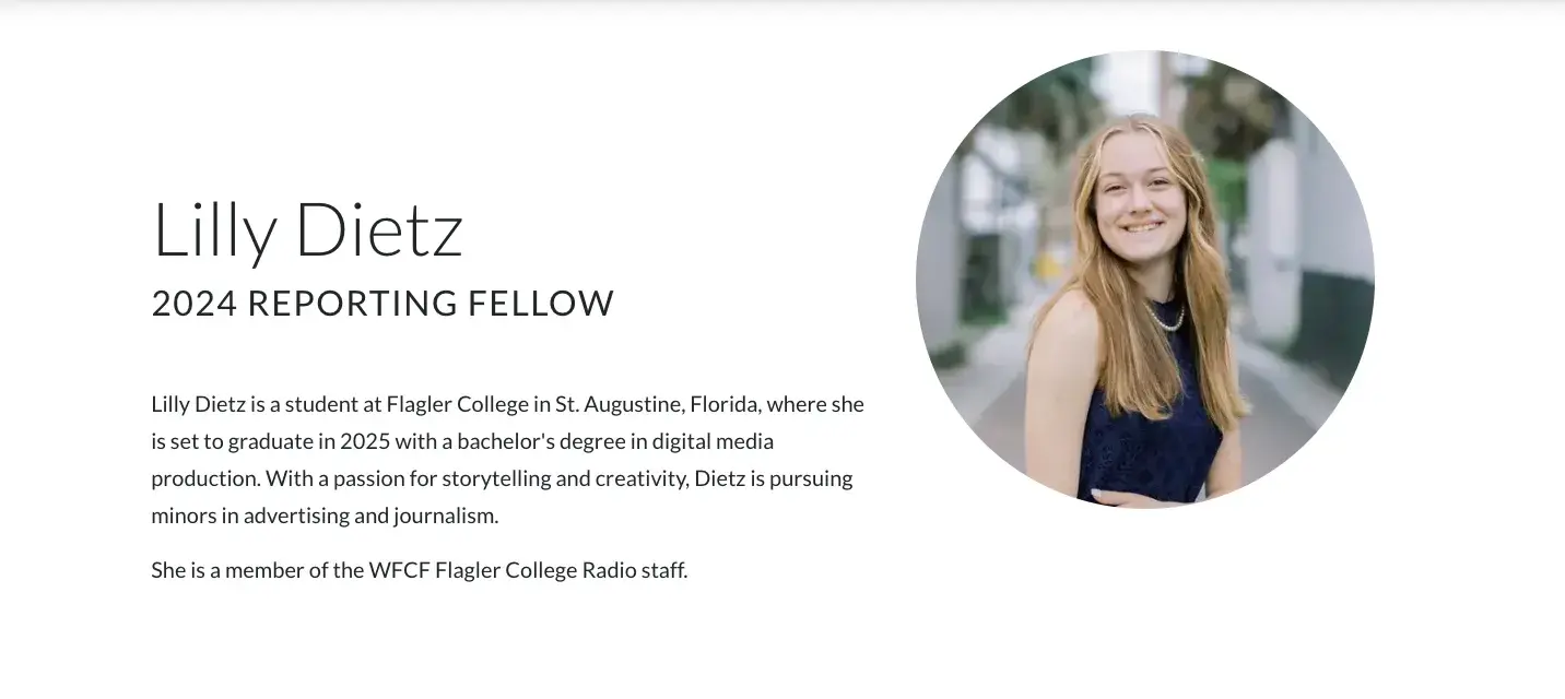 Lilly Dietz's Pulitzer profile listing