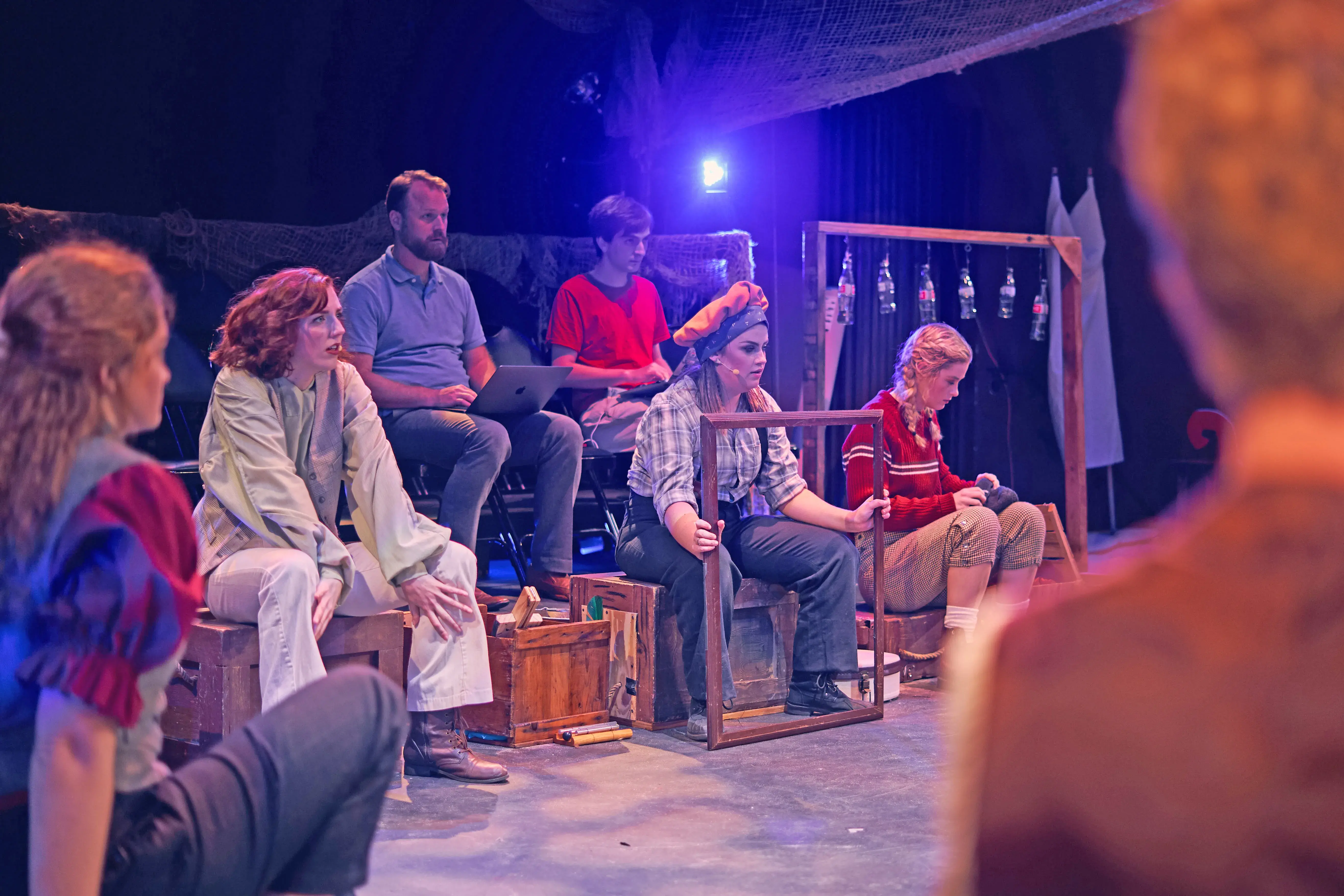 Taisey on stage during "The Old Man and the Old Moon" rehearsal