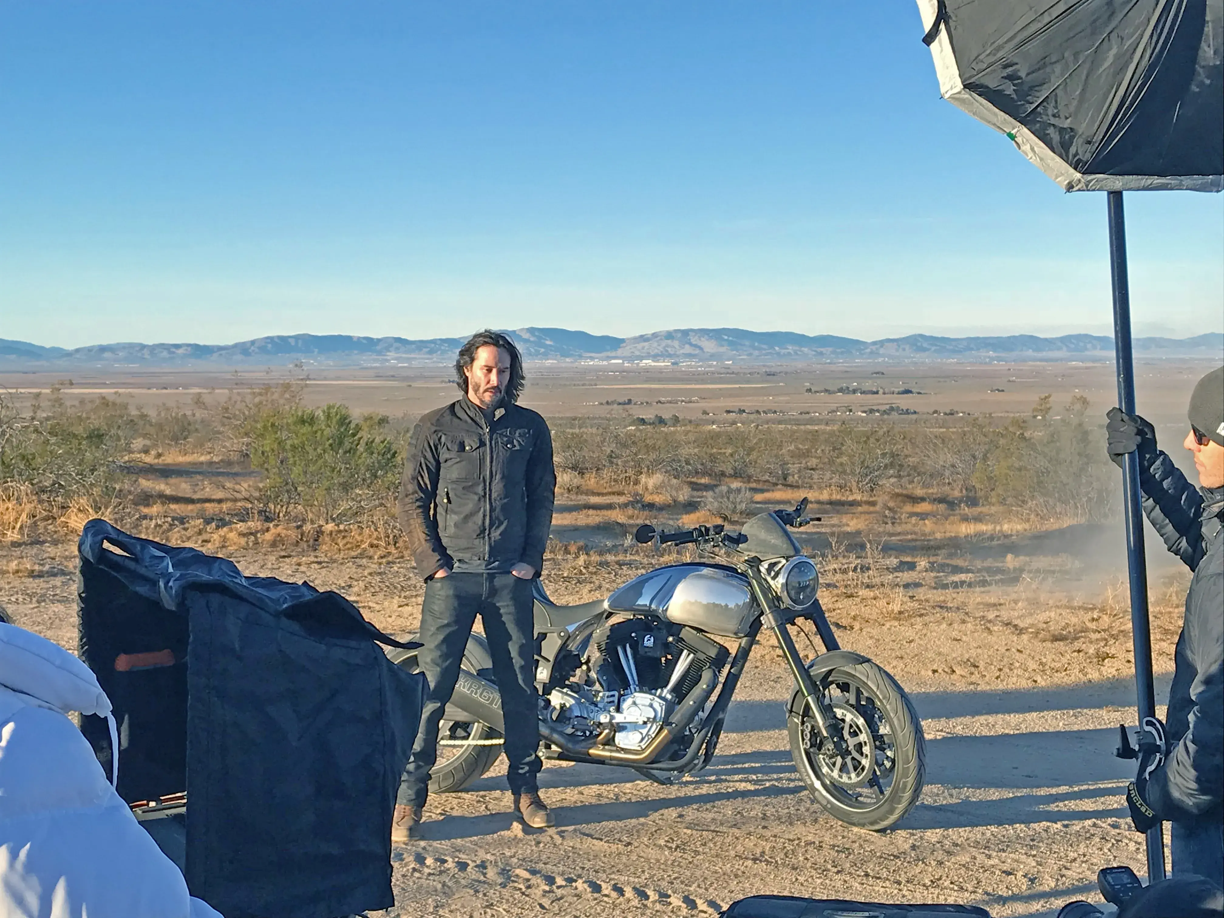 Behind-the-scenes Keanu Reeves shot