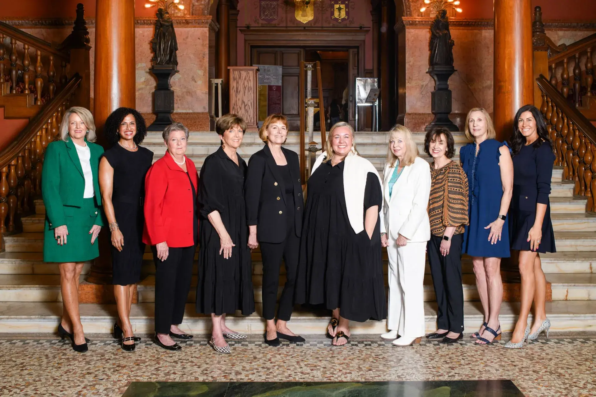 Photo of the Women of Vision Committee Members. From left to right, Kristy Myers, Ixiim Flores, Deborah Riggs, Jane Mathis, Val Day, Kelly Kuecker, Lynda Kirker, Kathi Keller, Linda Allen-Hawkins, Shannon Murray