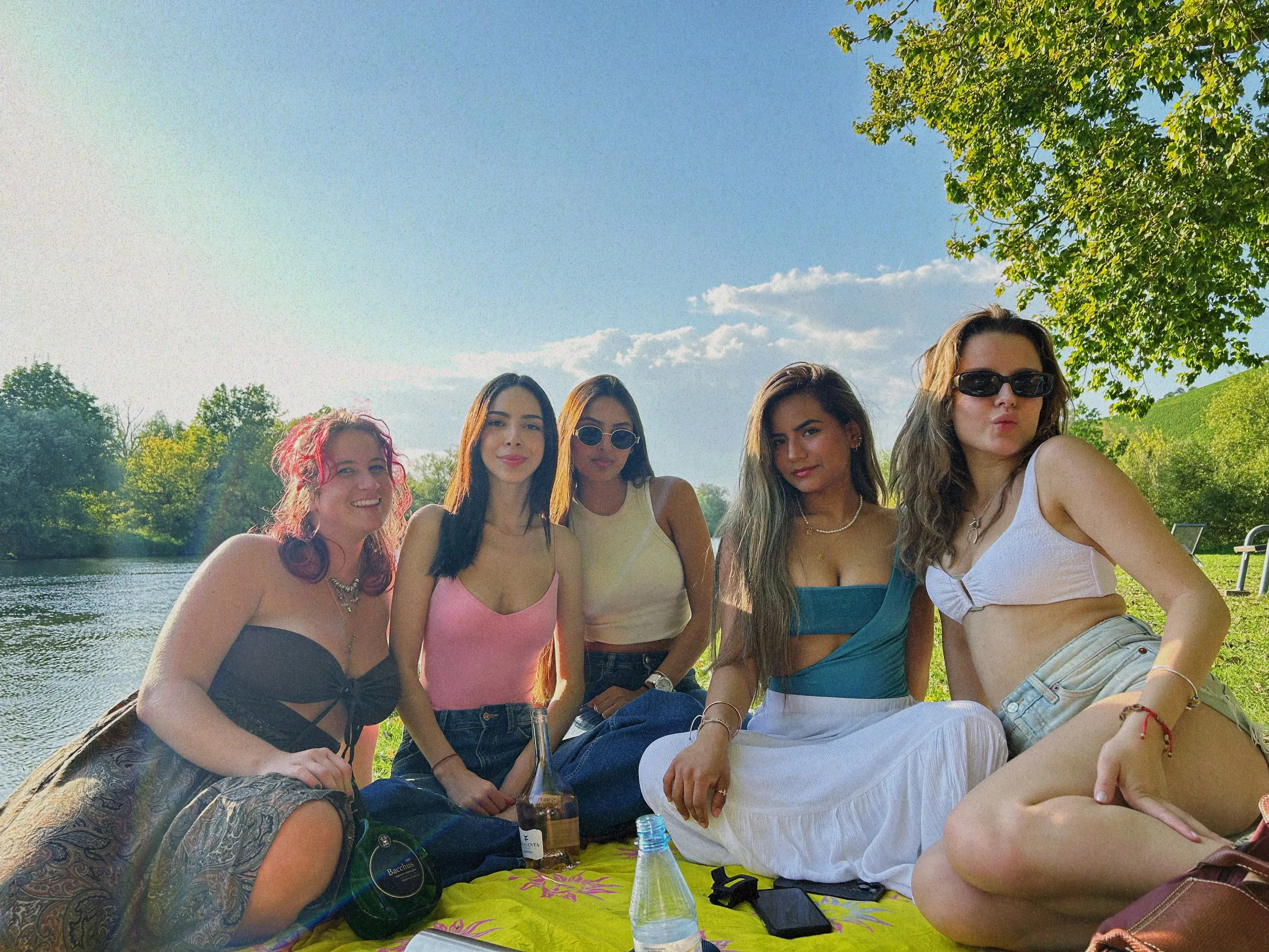 Daisey and friends at picnic by the river