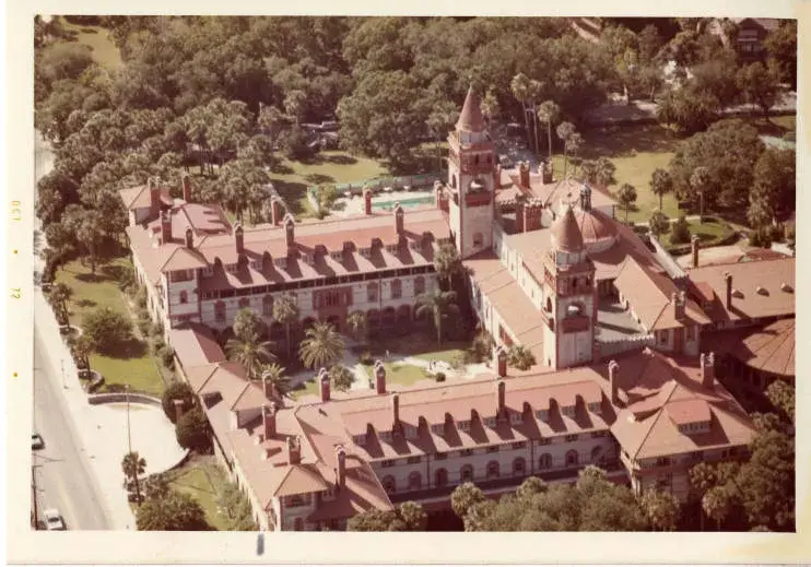 Aerial vintage shot of campus
