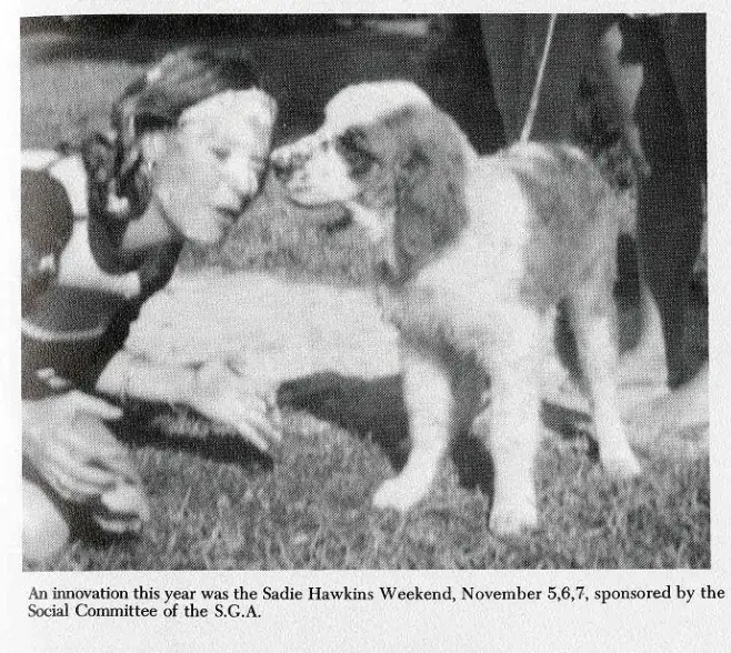Brandy the dog at Sadie Hawkins - First Yearbook