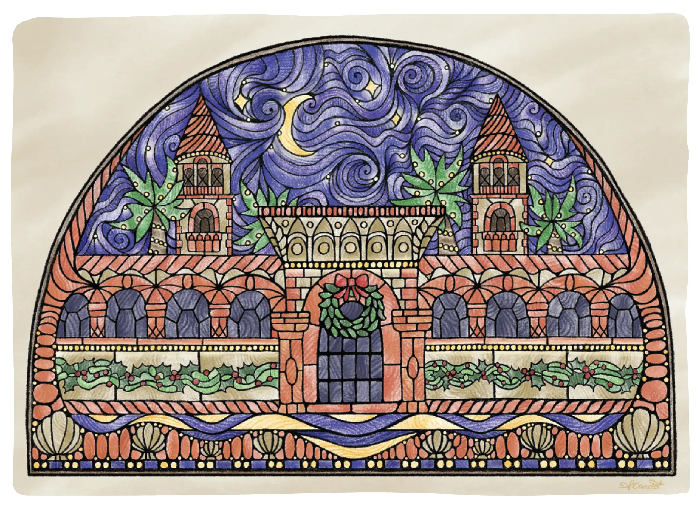 Alize Stained Glass Illustration - Holiday Card