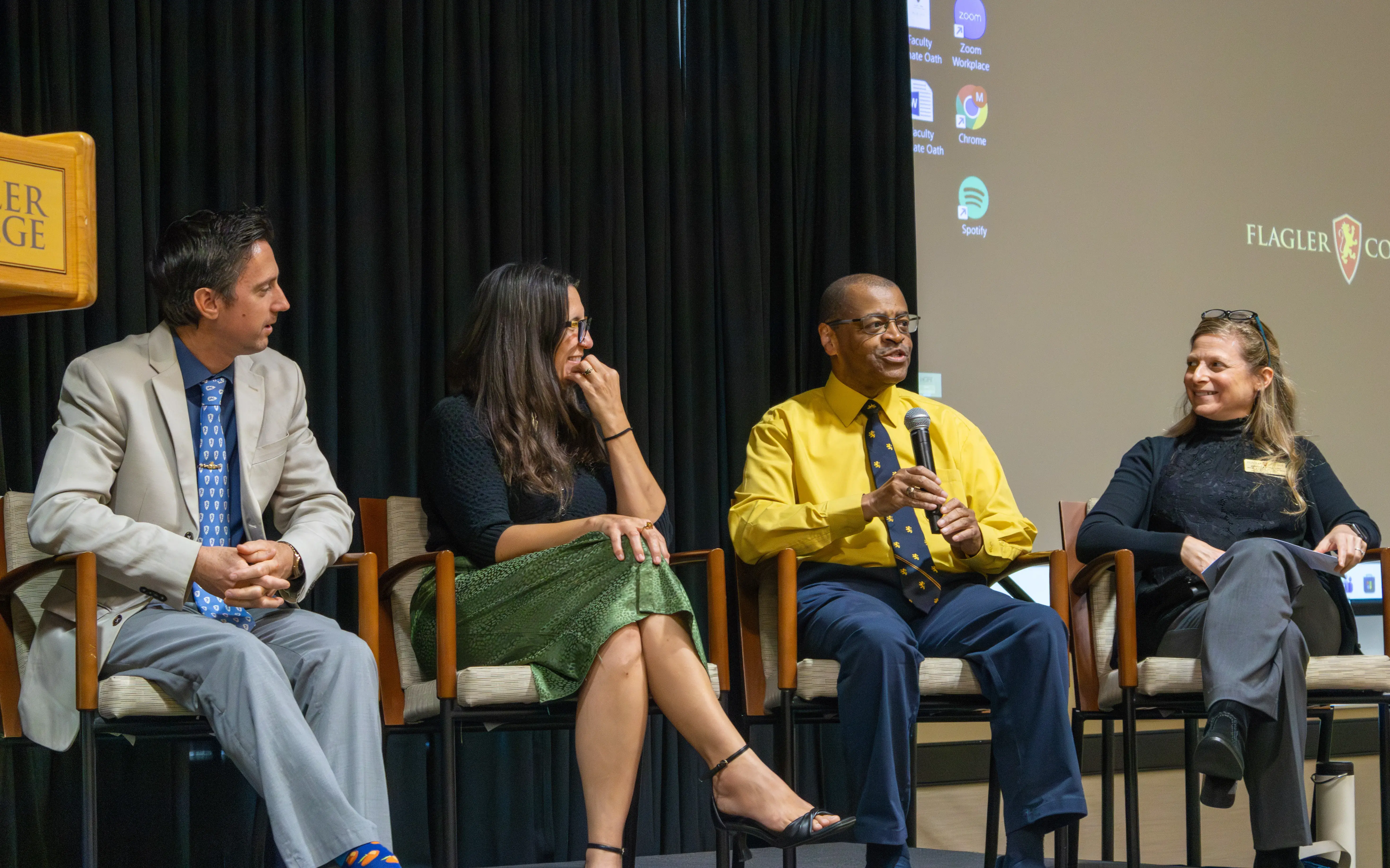Dr. Carl Williams, Dr. Michella Basas, and Dr. Jonathan Higgins reflected on their journeys from Flagler students to faculty members