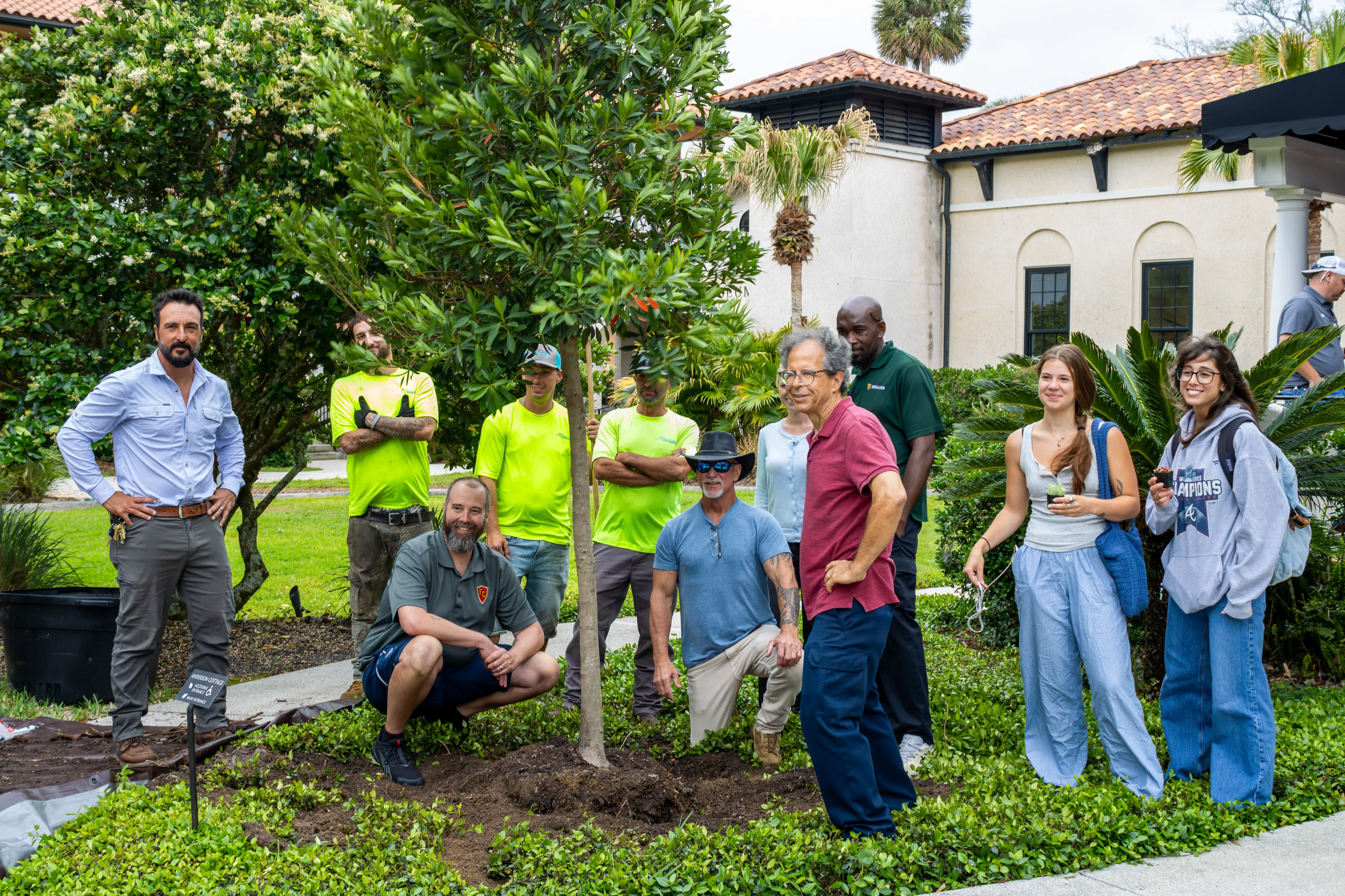Group photo taken after the arbor day tree planting event.