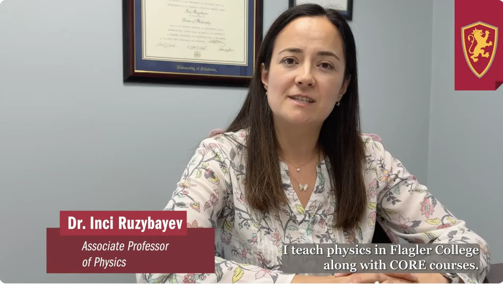 Screenshot from video of Dr. Ruzybayev answering a question for her Faculty spotlight