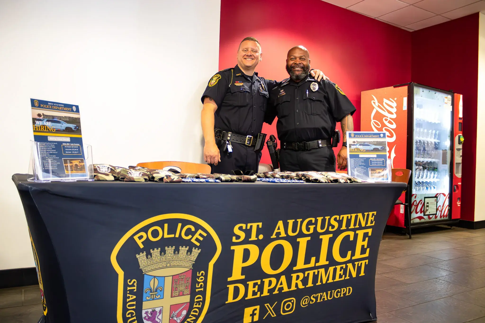 Saint Augustine Police Department representatives at an on campus tabling event