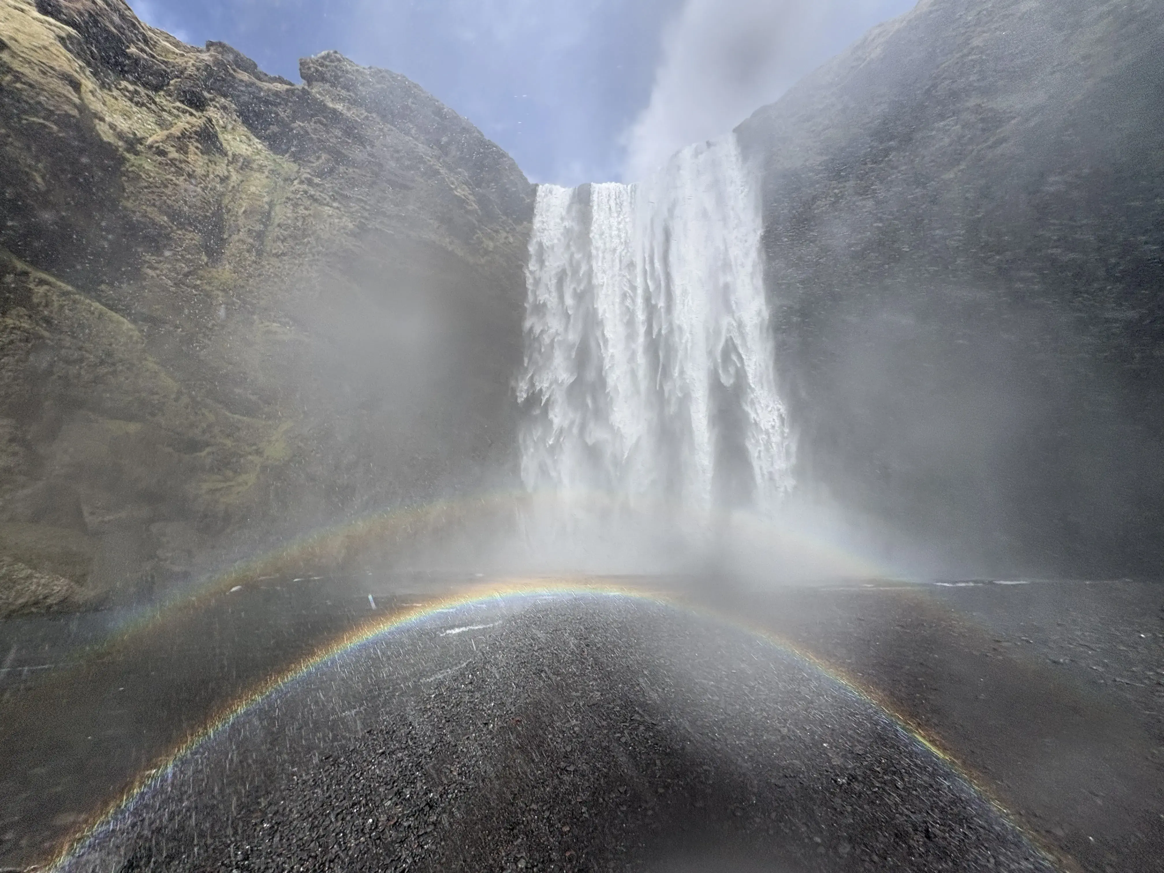 A view of a waterfall in Iceland