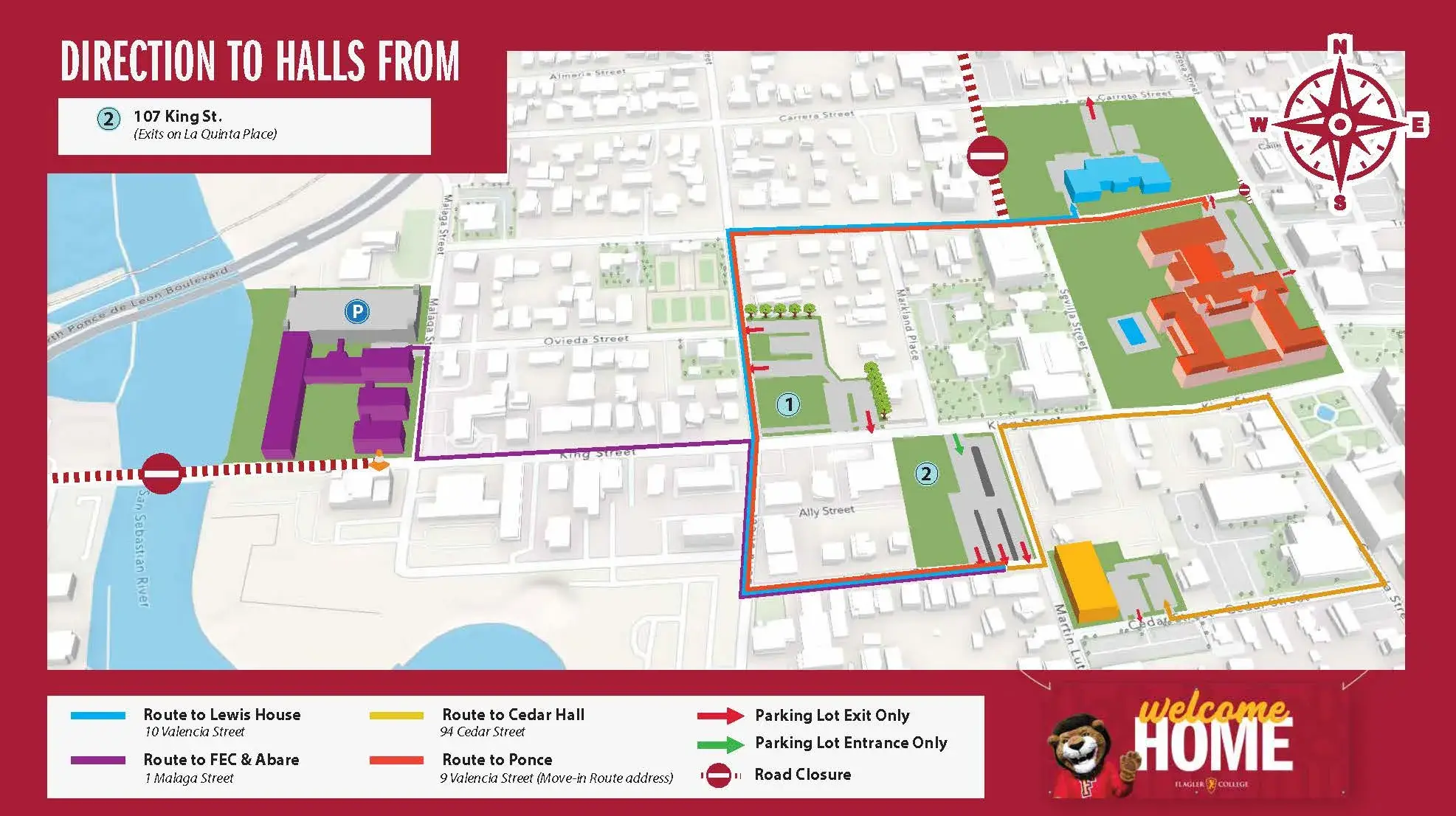 Parking map for move in day from 107 King Street