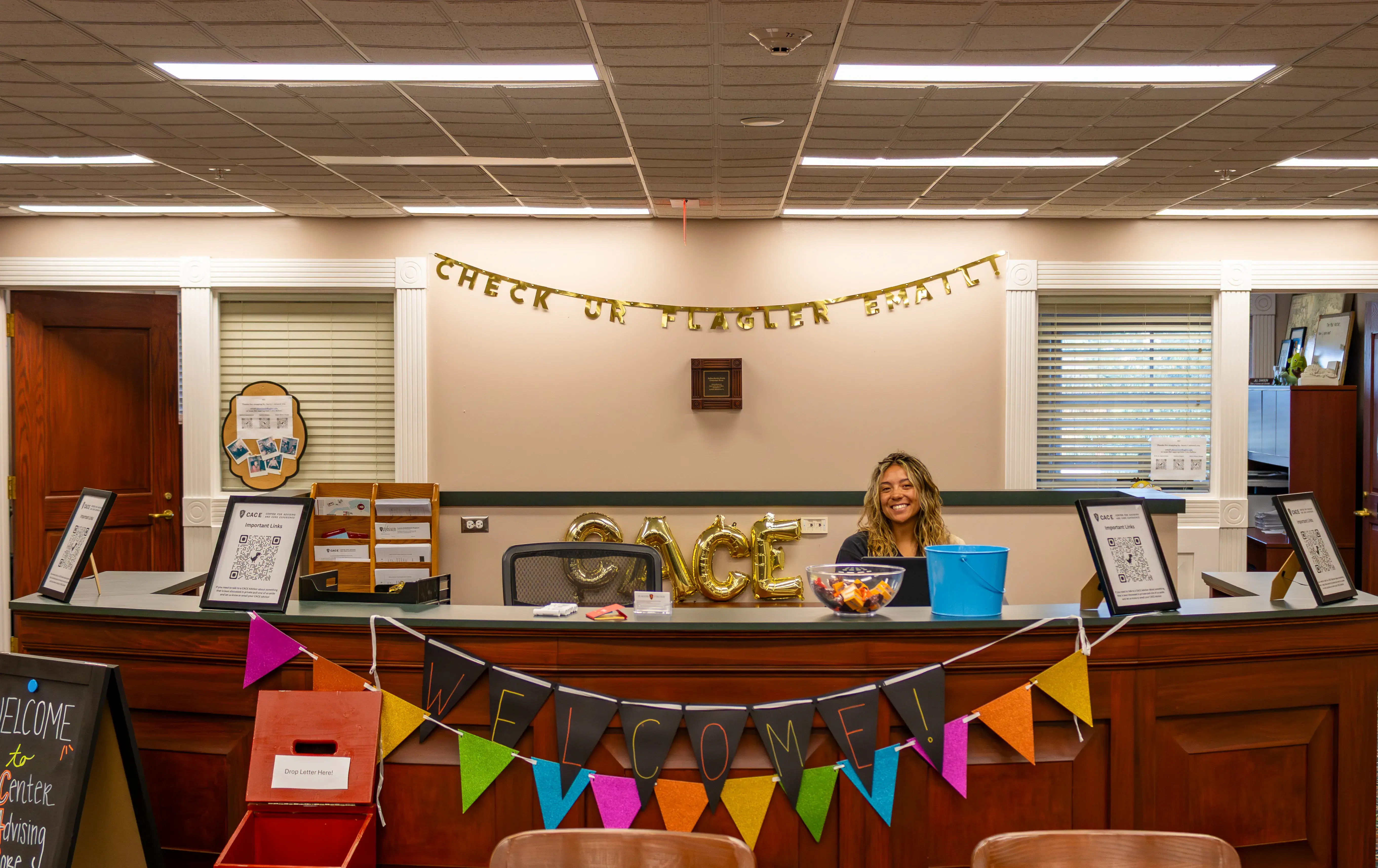 A photo of the CACE front desk