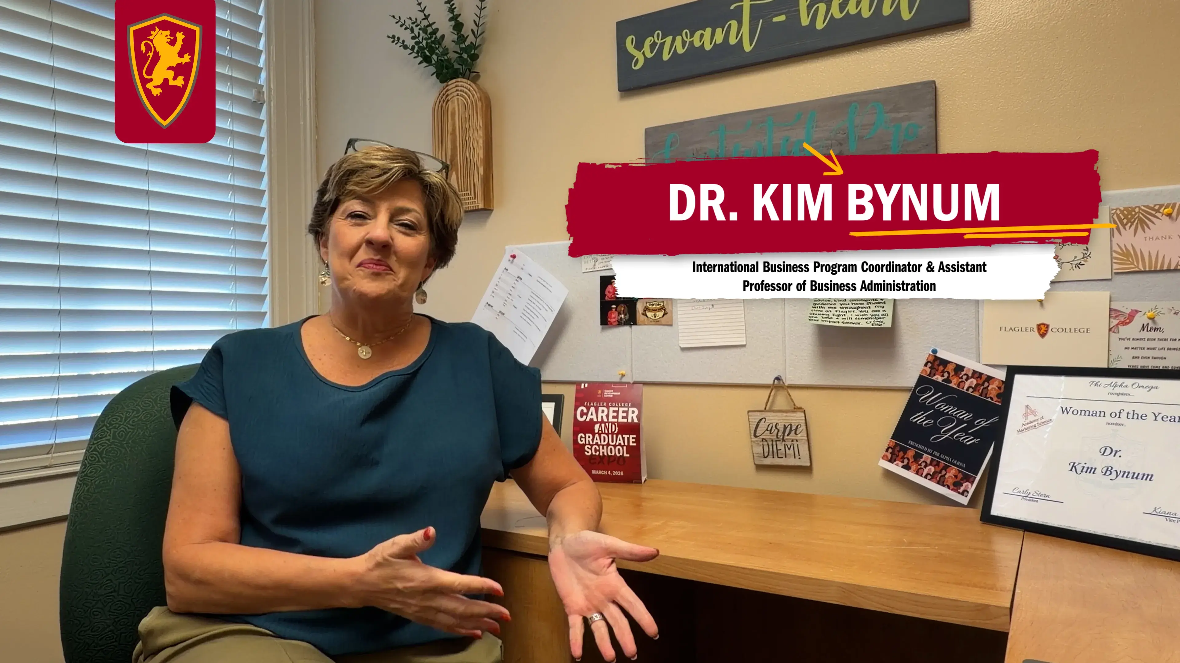 Screenshot of Kim Bynum's faculty spotlight video clip