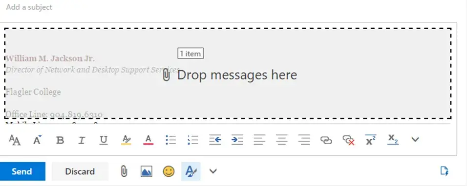 Graphic depicting how to dram a suspicious email into the body of a new email.