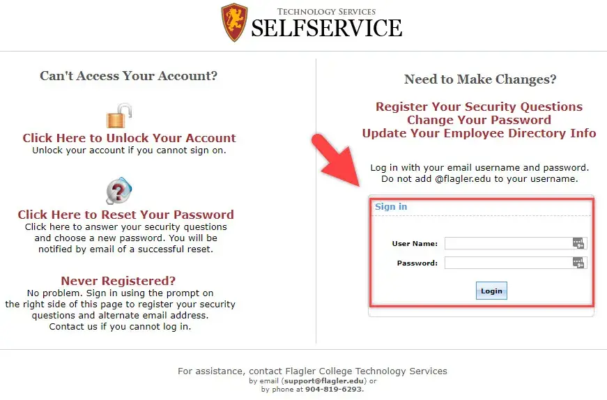 SelfService Login Window